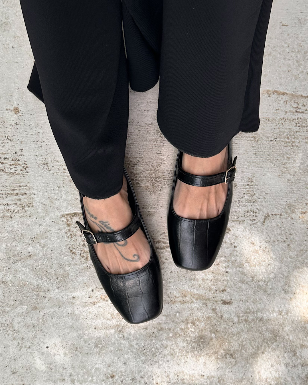 Colette black leather croco ballerinas 